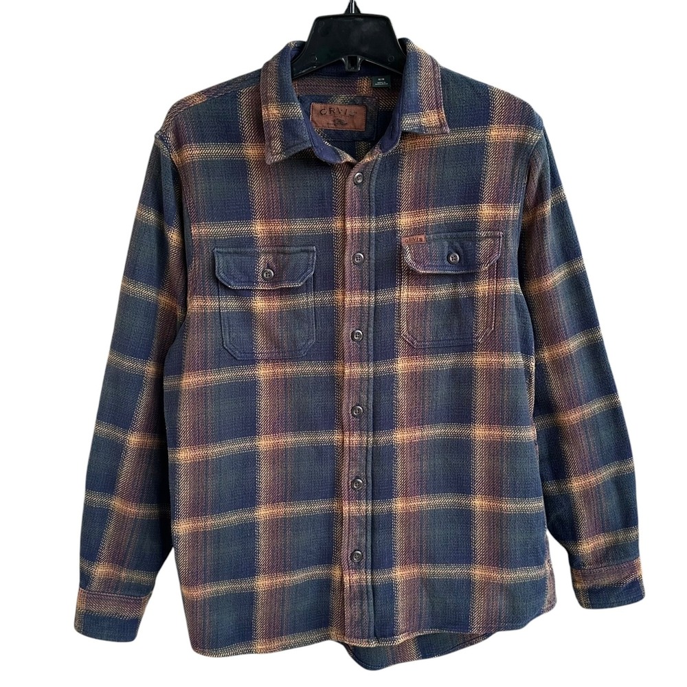 Orvis Mens Plaid Flannel 100% Cotton Button Down Shirt Jacket Shacket Medium
